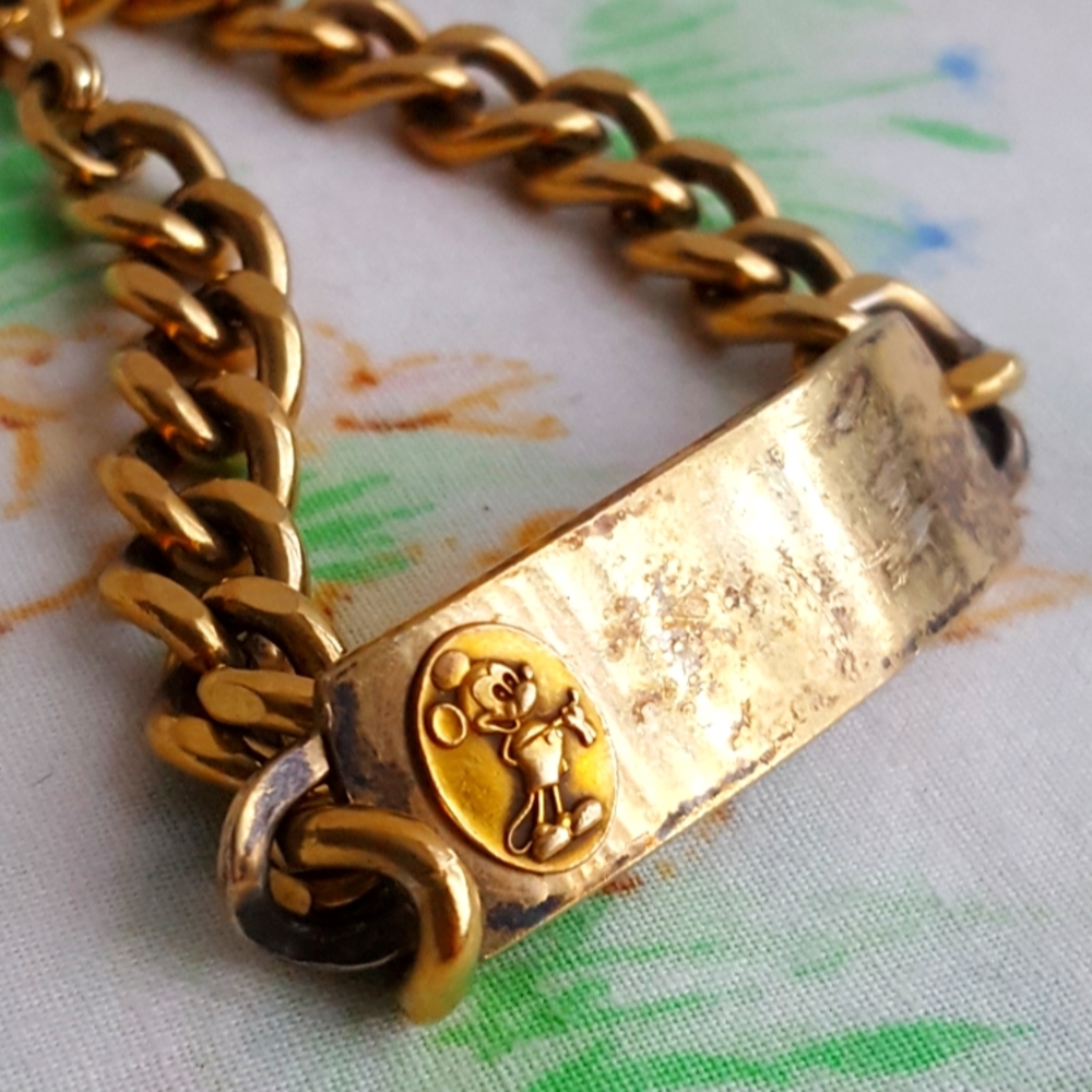 Vintage Disney Mickey Mouse Nameplate Bracelet 1975 Championship
